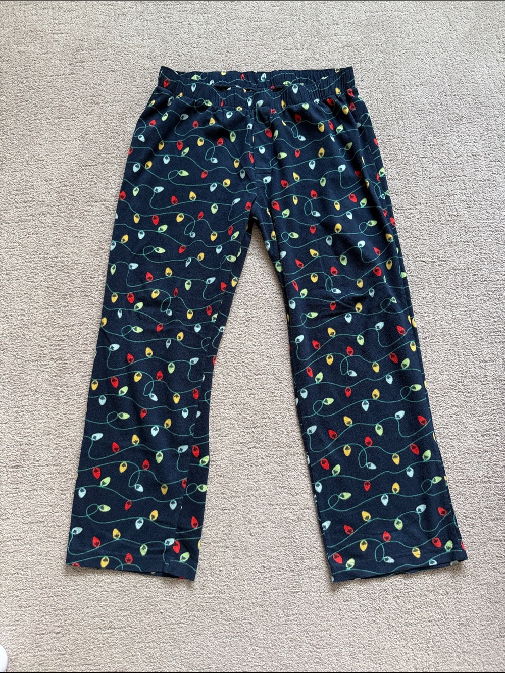 Wondershop Men’s Navy Blue Lounge Pants with Holiday Light Print - XL